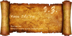 Vass Zóra névjegykártya
